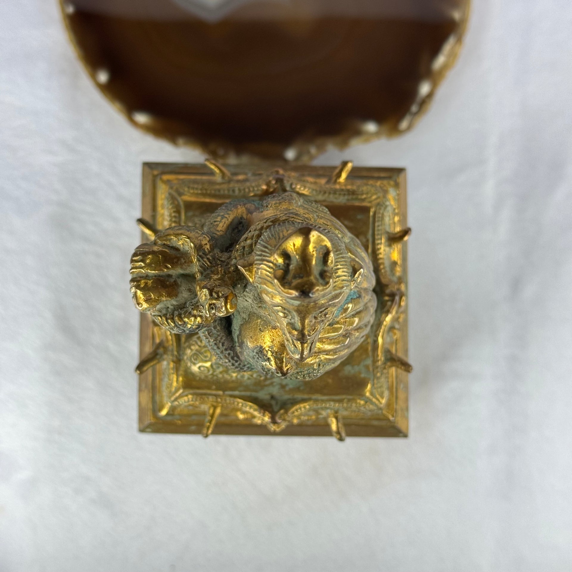 Rare Antique Nephrite with Copper Bird with Monkey Face with Snakes and Frogs Seal 2,751.6g 85.0 by 85.0 by 220.0mm - Huangs Jadeite and Jewelry Pte Ltd