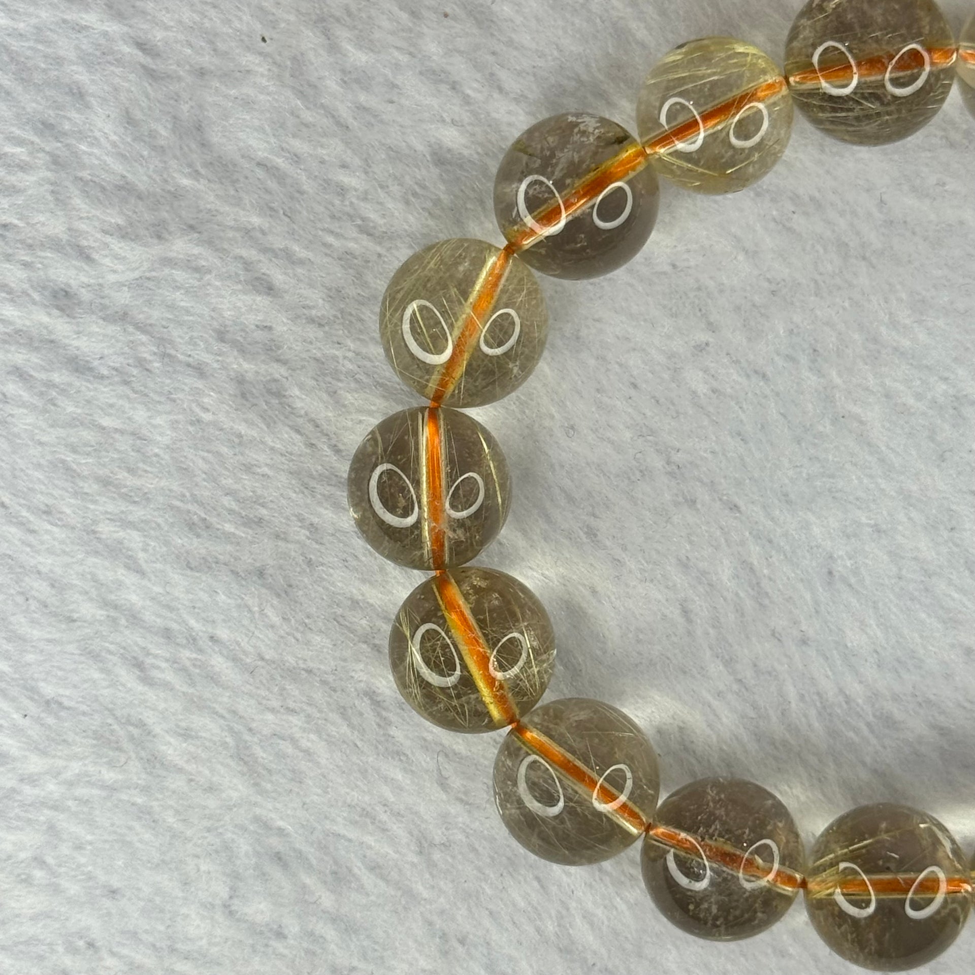 Natural Golden Rutilated Quartz Beads 天然金发水晶手链 41.98g 18cm 12.3mm 17 Beads - Huangs Jadeite and Jewelry Pte Ltd