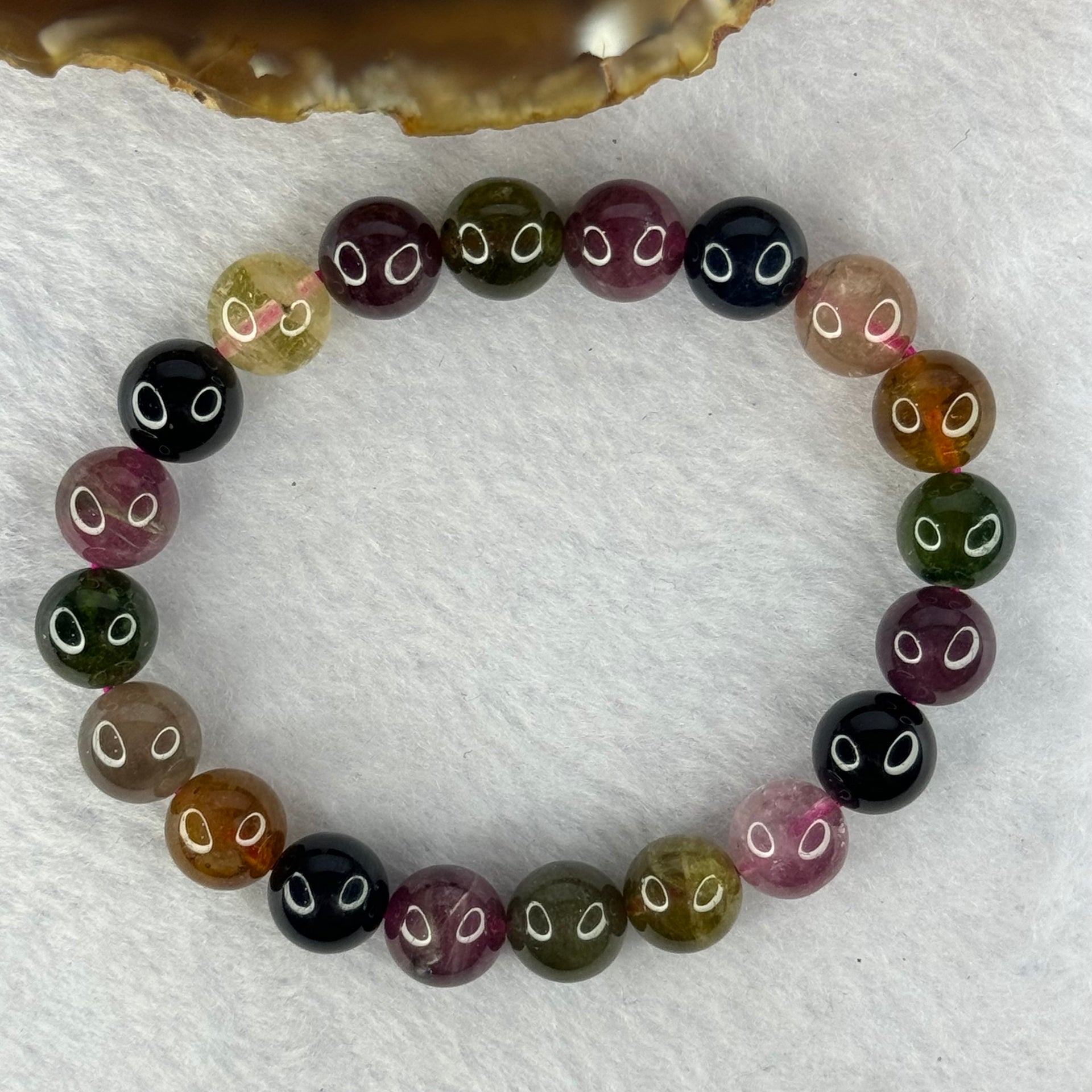 Good Grade Natural Tourmaline Beads Bracelet 好的天然碧玺珠手链 29.16g 16.5cm 9.8mm 20 Beads - Huangs Jadeite and Jewelry Pte Ltd