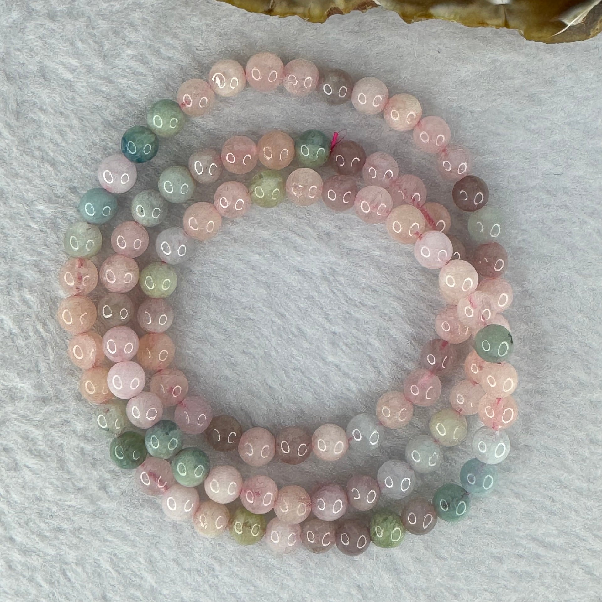 Natural Morganite Necklace 27.73g 6.2mm 95 Beads Elastic 55cm - Huangs Jadeite and Jewelry Pte Ltd