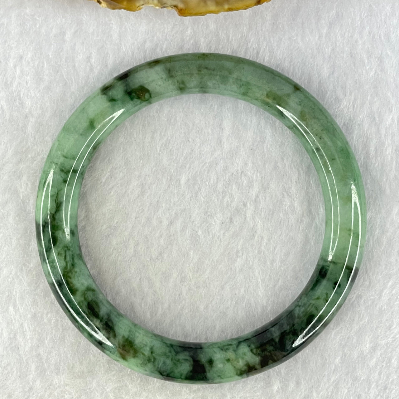 Type A Green and Moss Green Piao Hua Jadeite Bangle Internal Diameter 50.7mm 34.41g 8.3 by 8.6mm (Internal Lines)