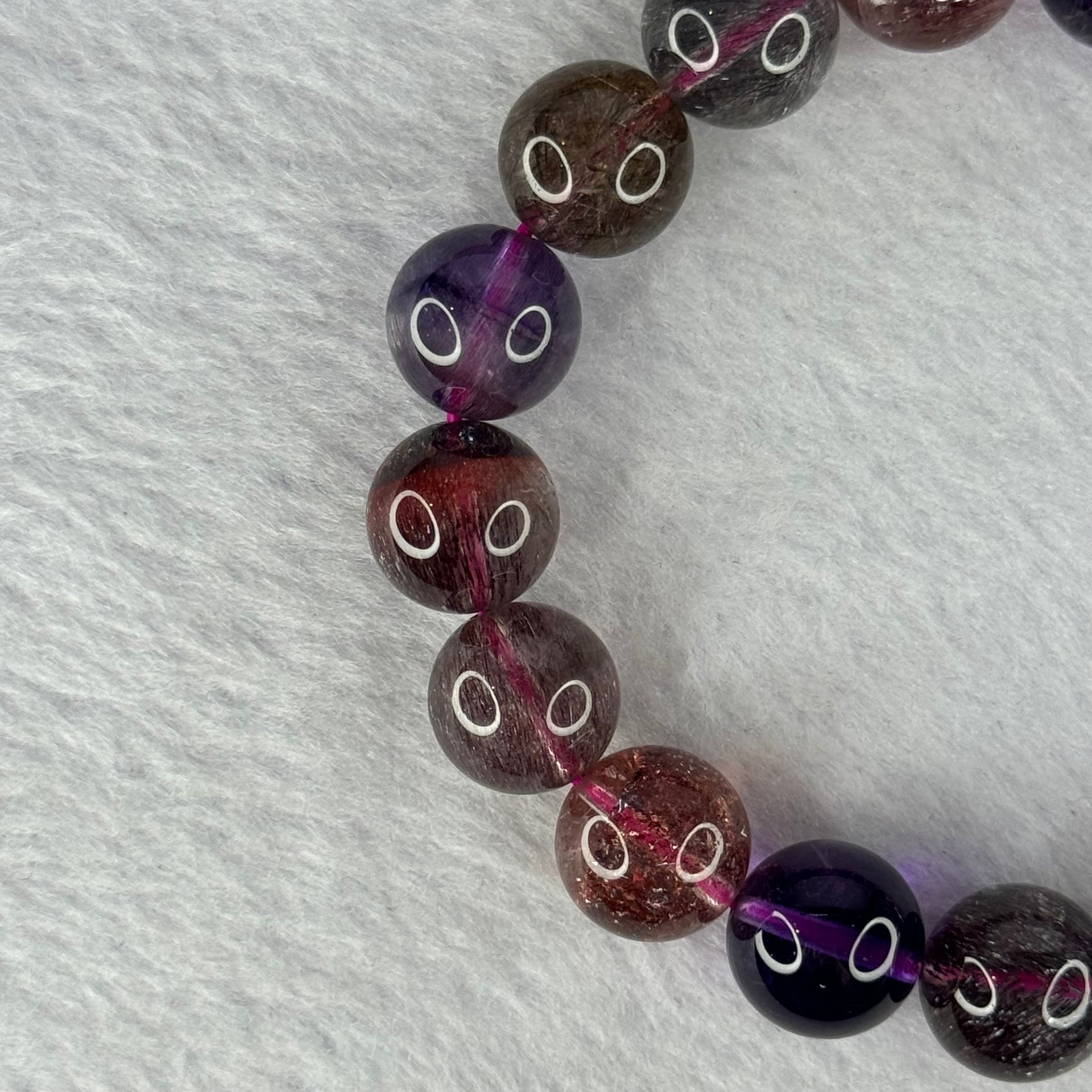 Superior Grade Natural Transparent Blackcurrant Super 7 Beads Bracelet 特级透明天然黑加仑超级七珠手链 43.28g 18cm 12.3mm 17 Beads - Huangs Jadeite and Jewelry Pte Ltd