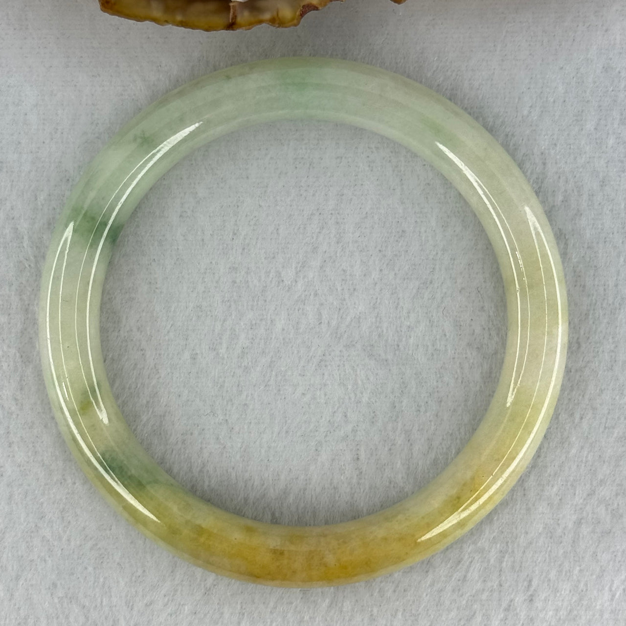 Type A Light Green with Yellow and Blueish Green Patches Jadeite Bangle Internal Diameter 52.0mm 32.14g 7.9 by 8.0mm (Slight Internal Lines)