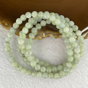 Type A Semi Icy Green with Wuji Grey Piao Hua Beads Necklace 123 Beads 5.6mm 32.67g - Huangs Jadeite and Jewelry Pte Ltd