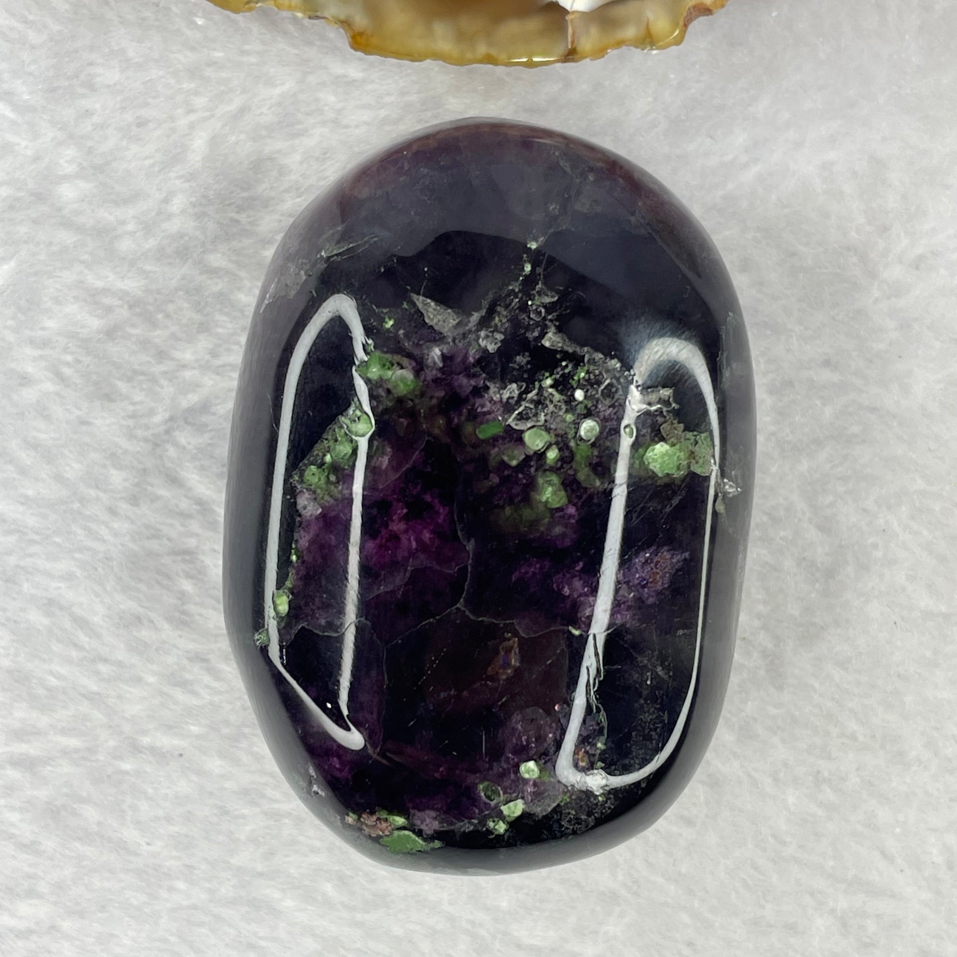 Natural Deep Intense Purple and Green Fluorite Crystal Mini Paper Weight Display 123.34g 55.6 by 38.7 by 27.2mm - Huangs Jadeite and Jewelry Pte Ltd