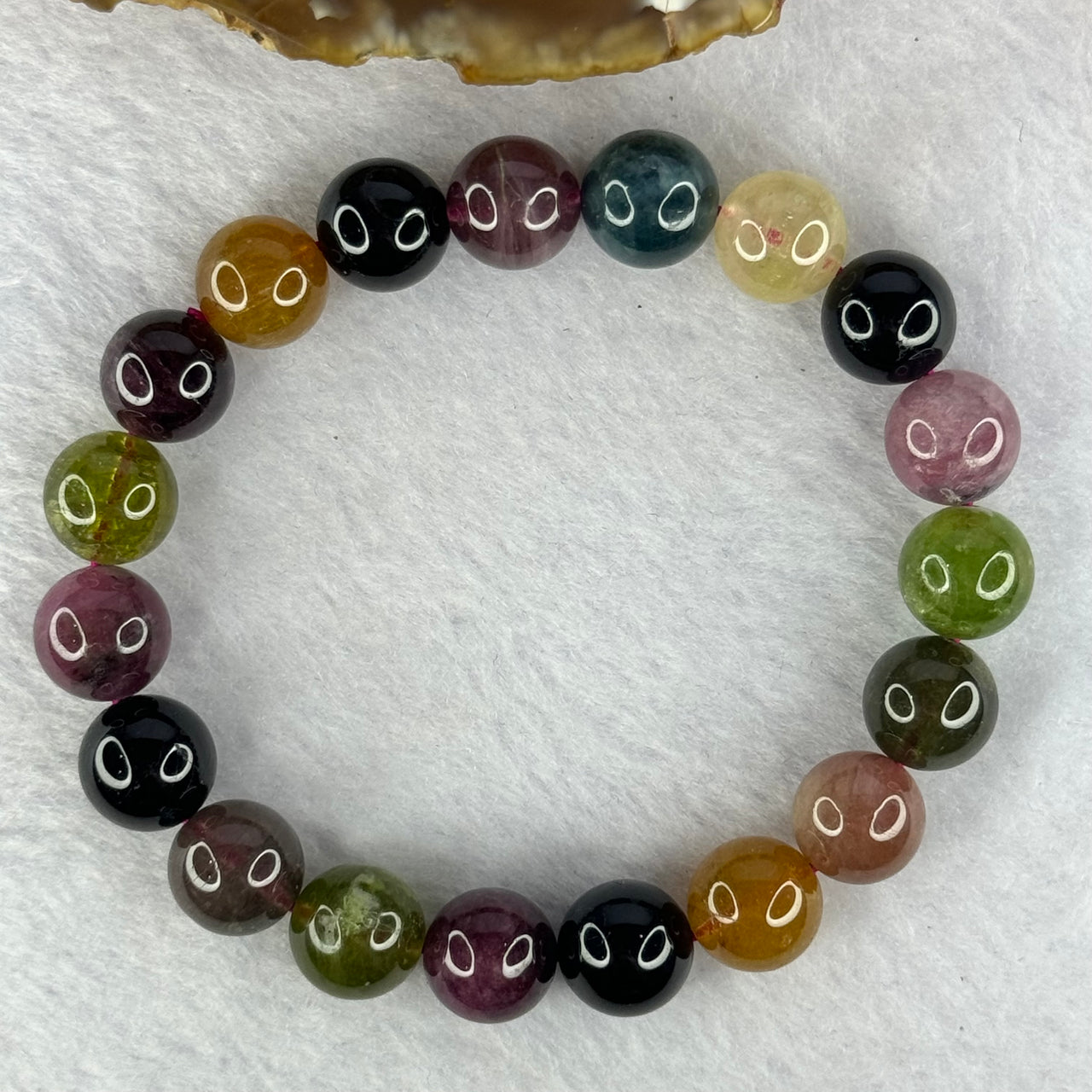 Good Grade Natural Tourmaline Beads Bracelet 好的天然碧玺珠手链 37.02g 17.5cm 10.9mm 19 Beads - Huangs Jadeite and Jewelry Pte Ltd