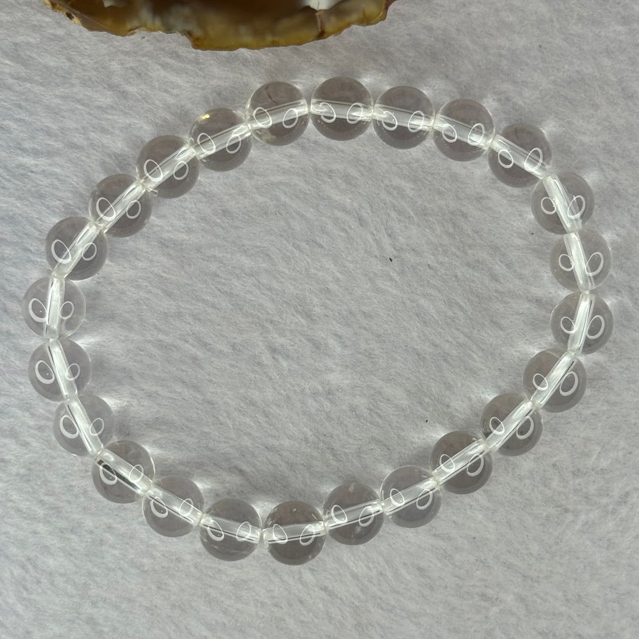 Natural Clear Quartz Bracelet 天然白水晶手链 18.81g 16.5cm 8.4mm 24 Beads