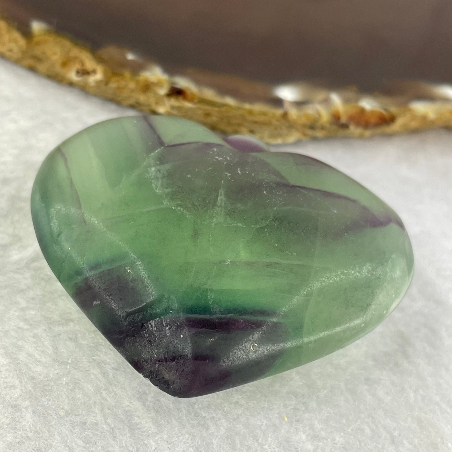 Natural Deep Intense Purple and Green Fluorite Crystal Mini Heart Display 87.63g 51.3 by 55.7 by 22.8mm - Huangs Jadeite and Jewelry Pte Ltd