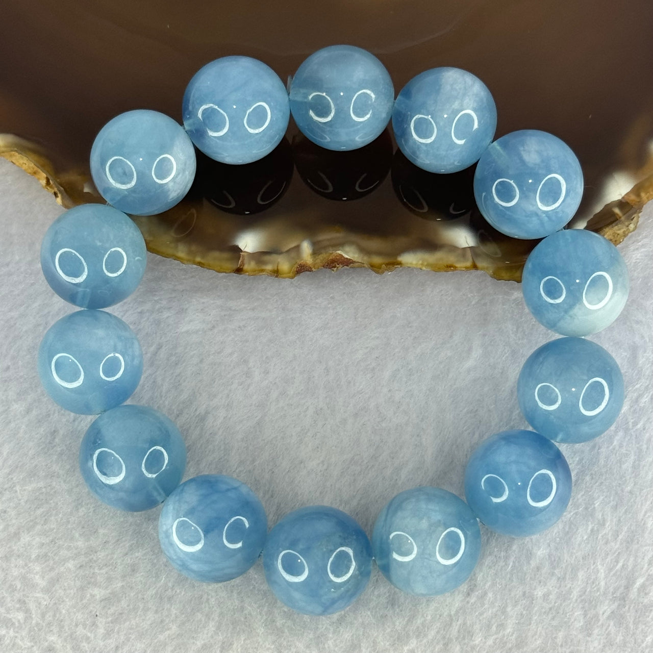 Natural Aquamarine Beads Bracelet 81.94g 19cm 16.2mm 14 Beads