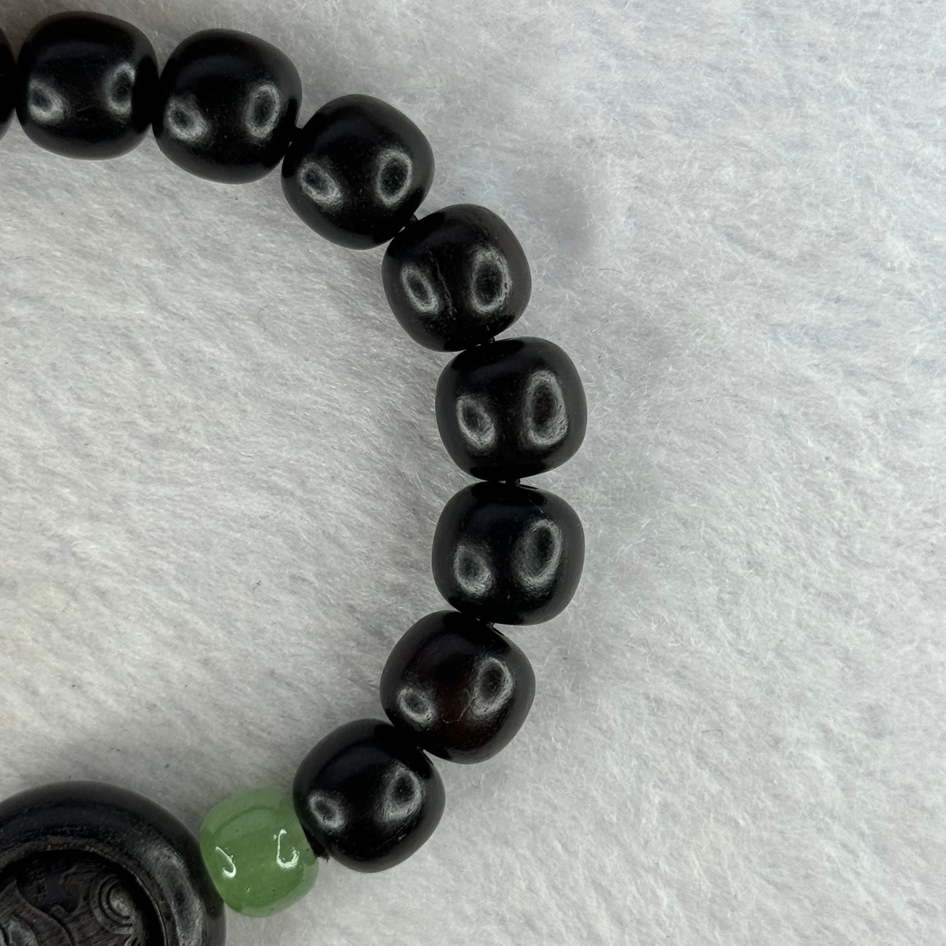 Natural Black Ebony Wood Beads with Movable Pixiu Pair and Coin Bead Bracelet 天然黑檀木珠手链 15.27g 16.5cm 10.0mm 17 Beads - Huangs Jadeite and Jewelry Pte Ltd