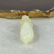 Natural White with Brown Nephrite Dog Mini Display / Pendant 19.45g 51.8 by 14.9 by 17.4mm - Huangs Jadeite and Jewelry Pte Ltd