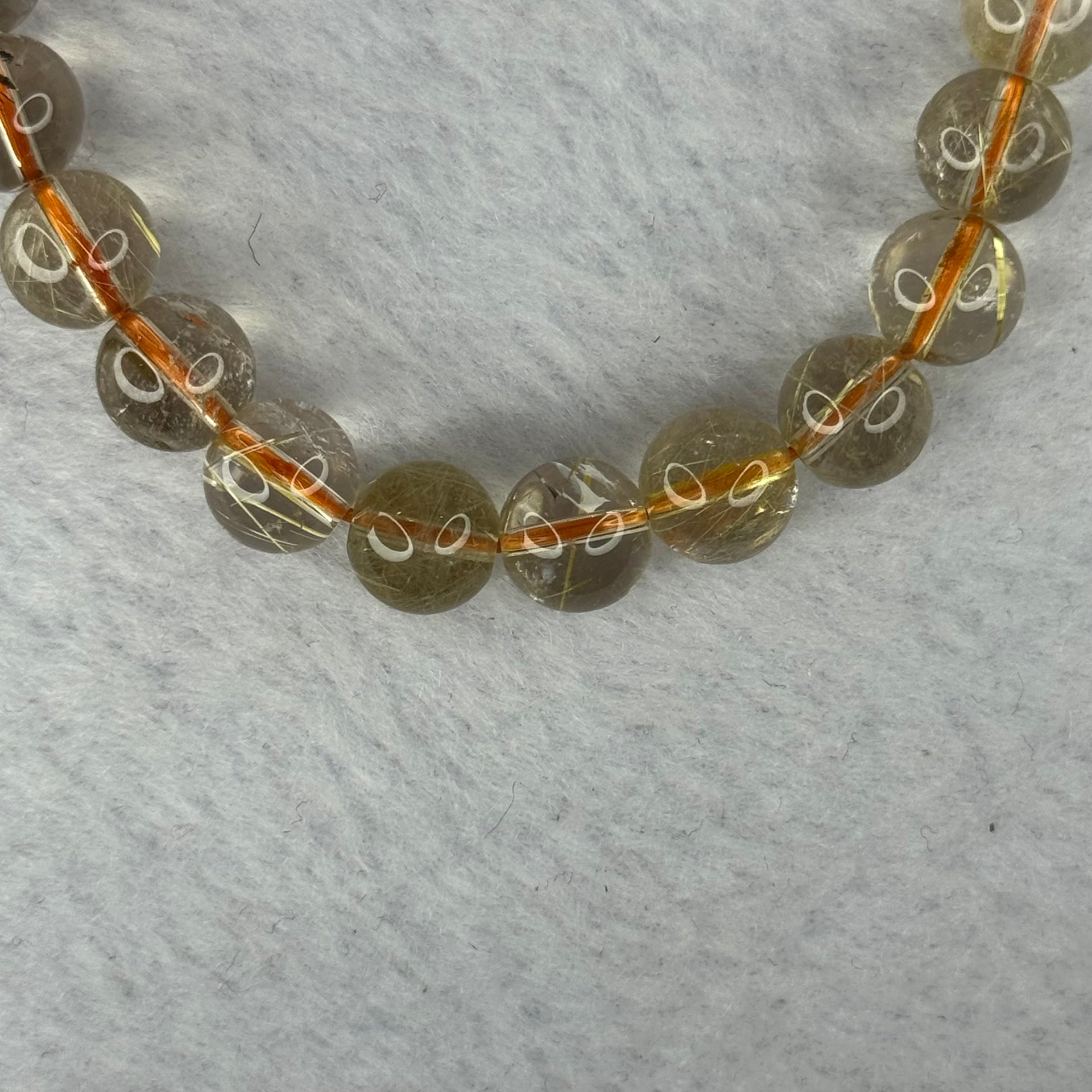 Natural Golden Rutilated Quartz Beads 天然金发水晶手链 19.90g 16cm 8.7mm 23 Beads - Huangs Jadeite and Jewelry Pte Ltd