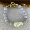 Blue Chalcedony Quartz with Pearl Bracelet 15.95g 7.4 mm / 23 Beads 22.3 by 14.4 by 14.0 mm - Huangs Jadeite and Jewelry Pte Ltd