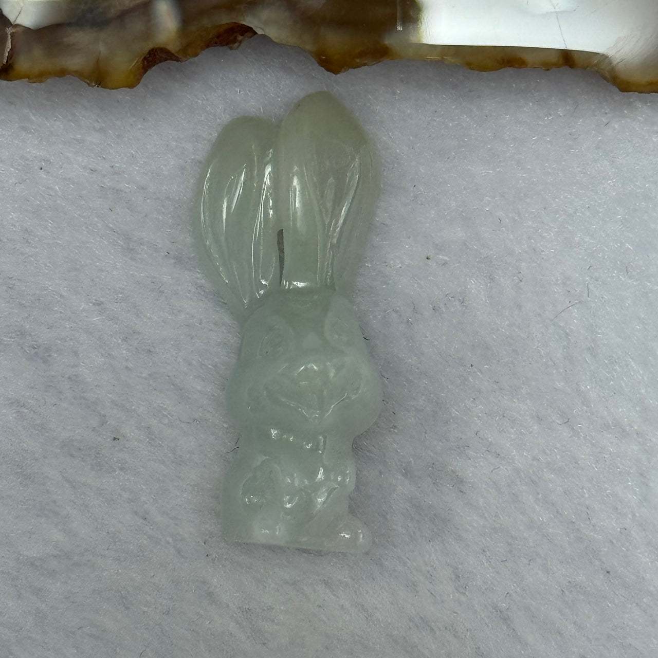 Type A Faint Lavender Jadeite Rabbit Pendant 5.02g 30.7 by 13.2 by 10.3mm - Huangs Jadeite and Jewelry Pte Ltd