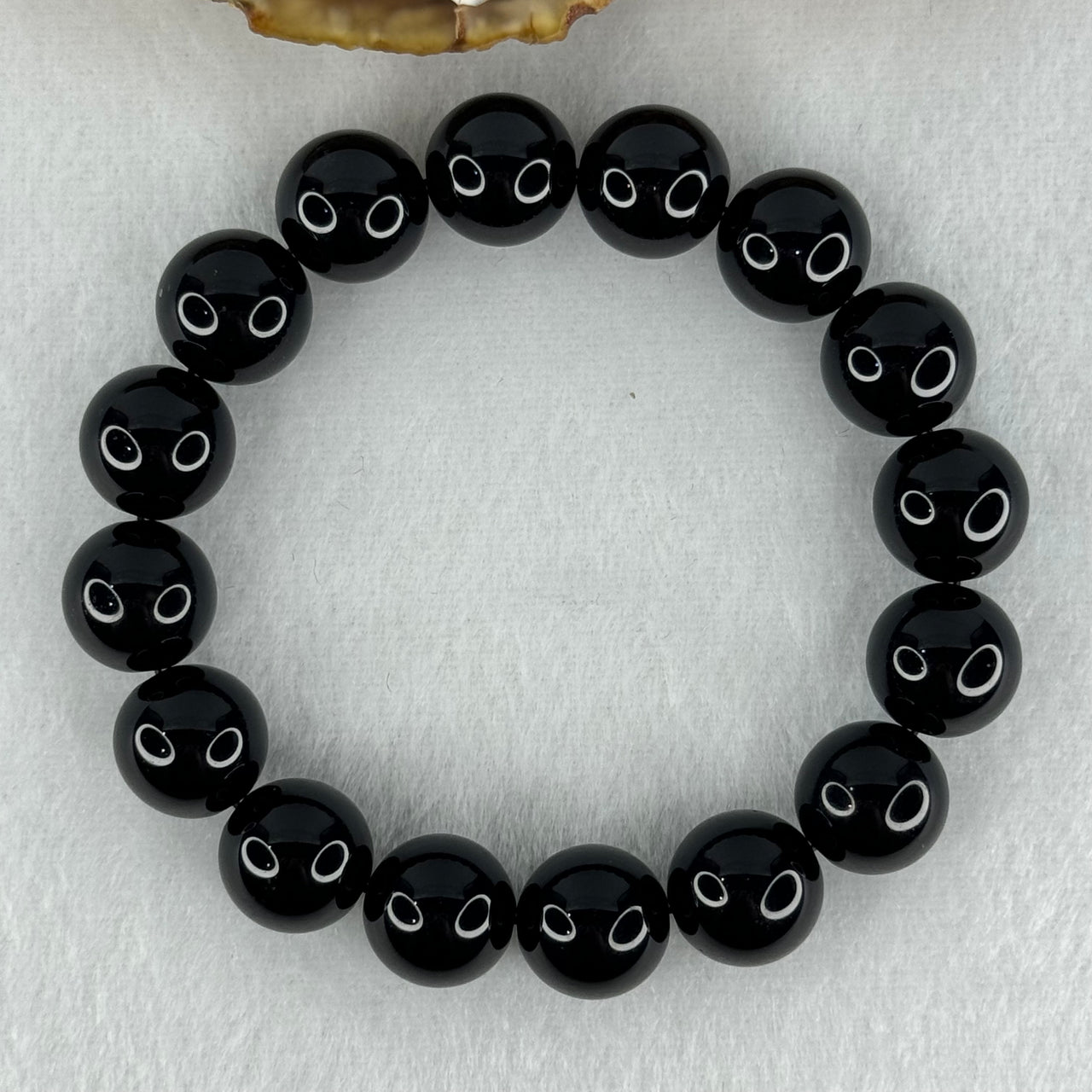 Natural Black Moldavite Meteorite Crystal Beads Bracelet 36.48g 17cm 12.4mm 16 Beads