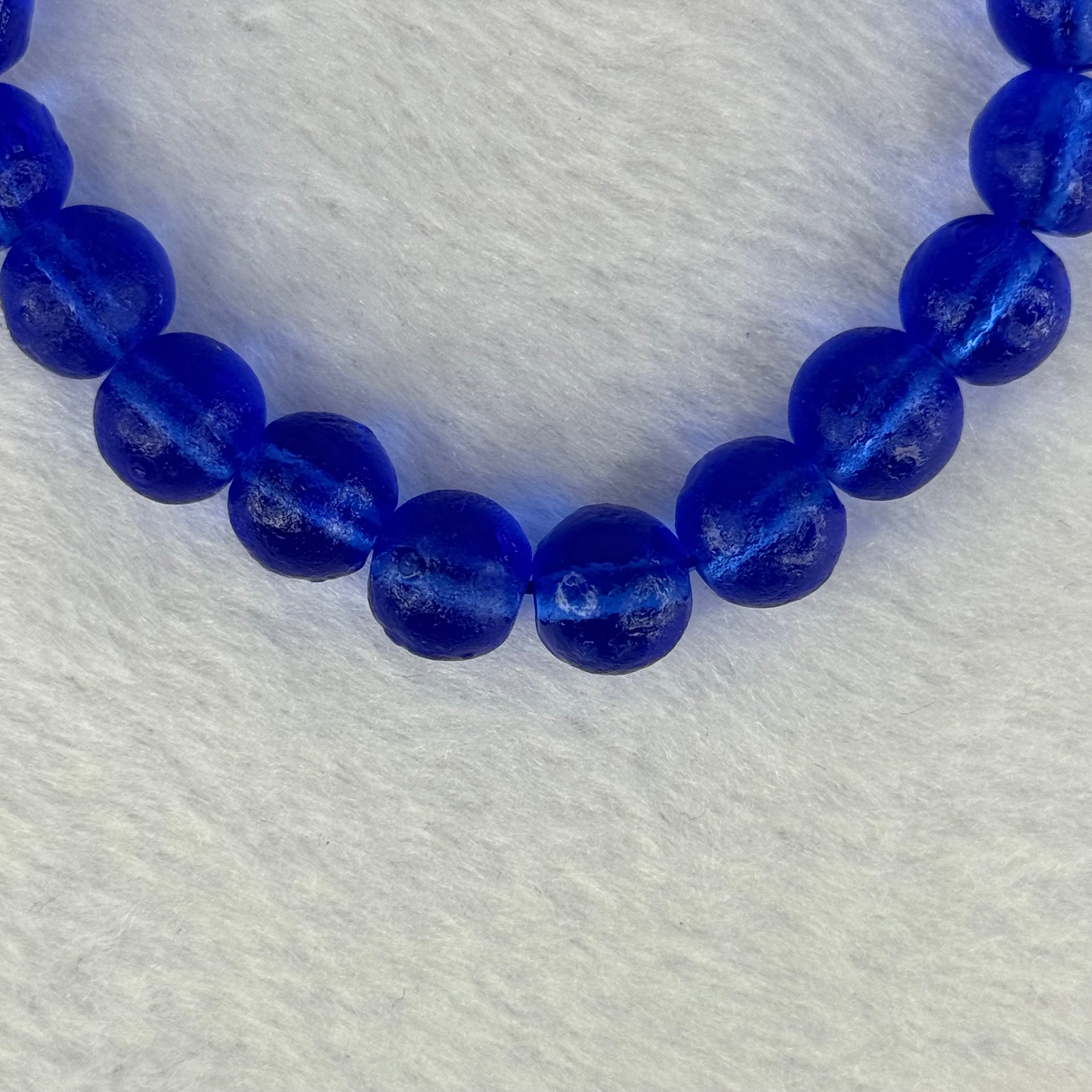 Blue Luili Bracelet 24.42g 16.5cm 10.2mm 21 Beads - Huangs Jadeite and Jewelry Pte Ltd