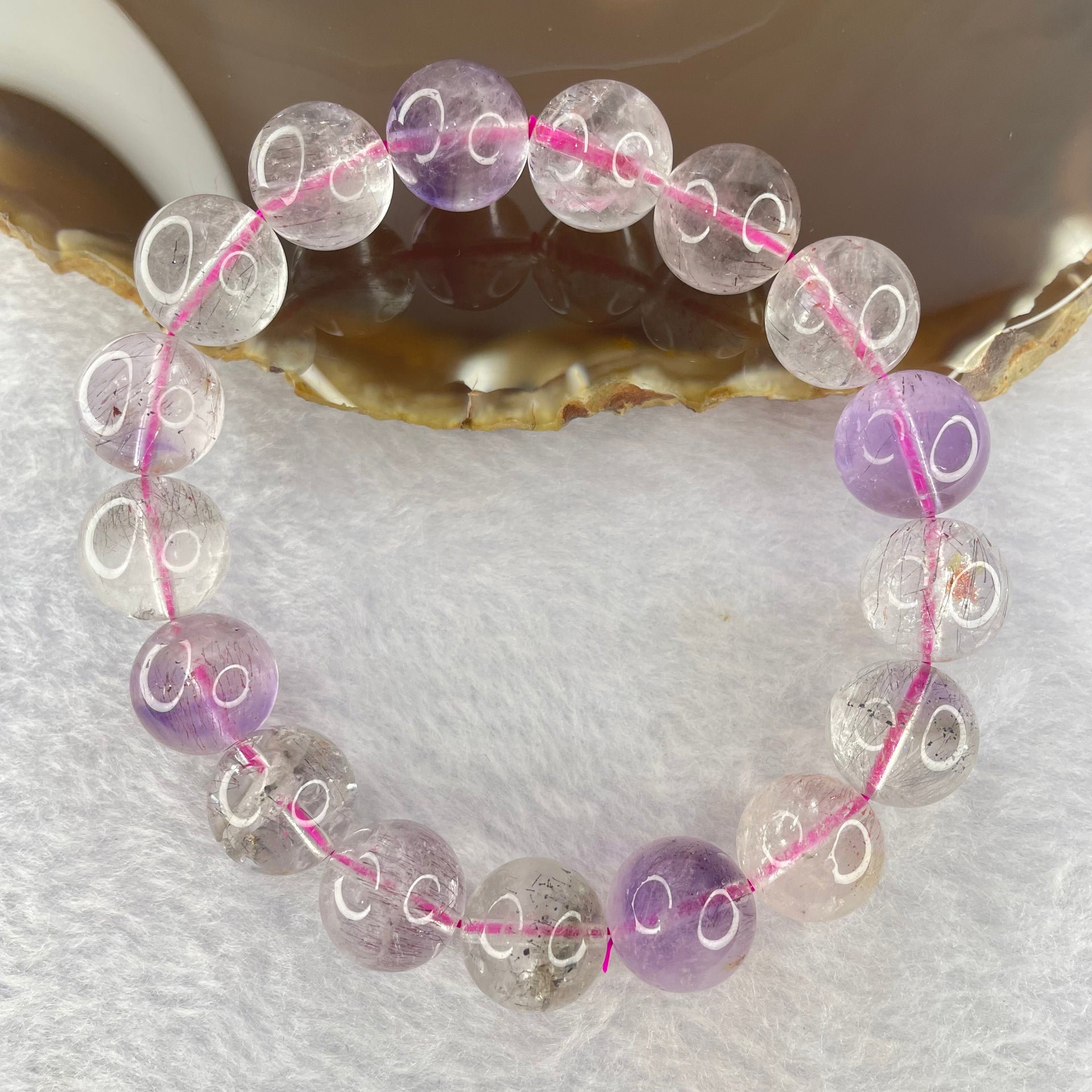 Natural super 7 Crystal Bracelet 48.02g 13.0mm 17beads - Huangs Jadeite and Jewelry Pte Ltd