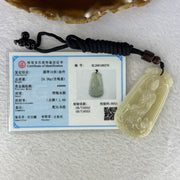 Type A Light Brownish Yellow Jadeite Guan Yin with Lotus Flower and Double Dragon Heads Pendent 24.38g 57.7 by 30.7 by 6.8 mm - Huangs Jadeite and Jewelry Pte Ltd