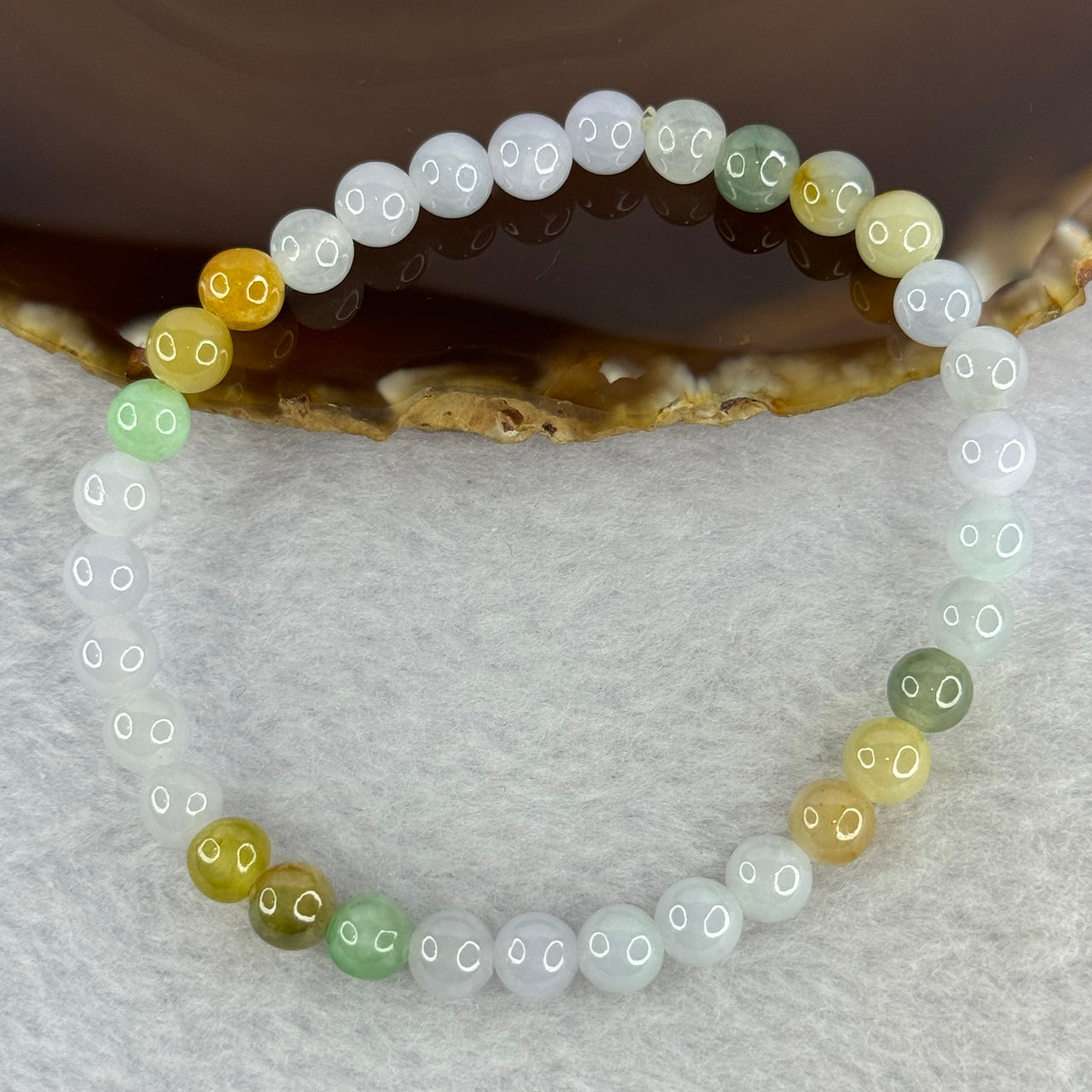 Type A Colourful Jadeite Jade Beads Bracelet 12.50g 6.2 mm 33 Beads - Huangs Jadeite and Jewelry Pte Ltd