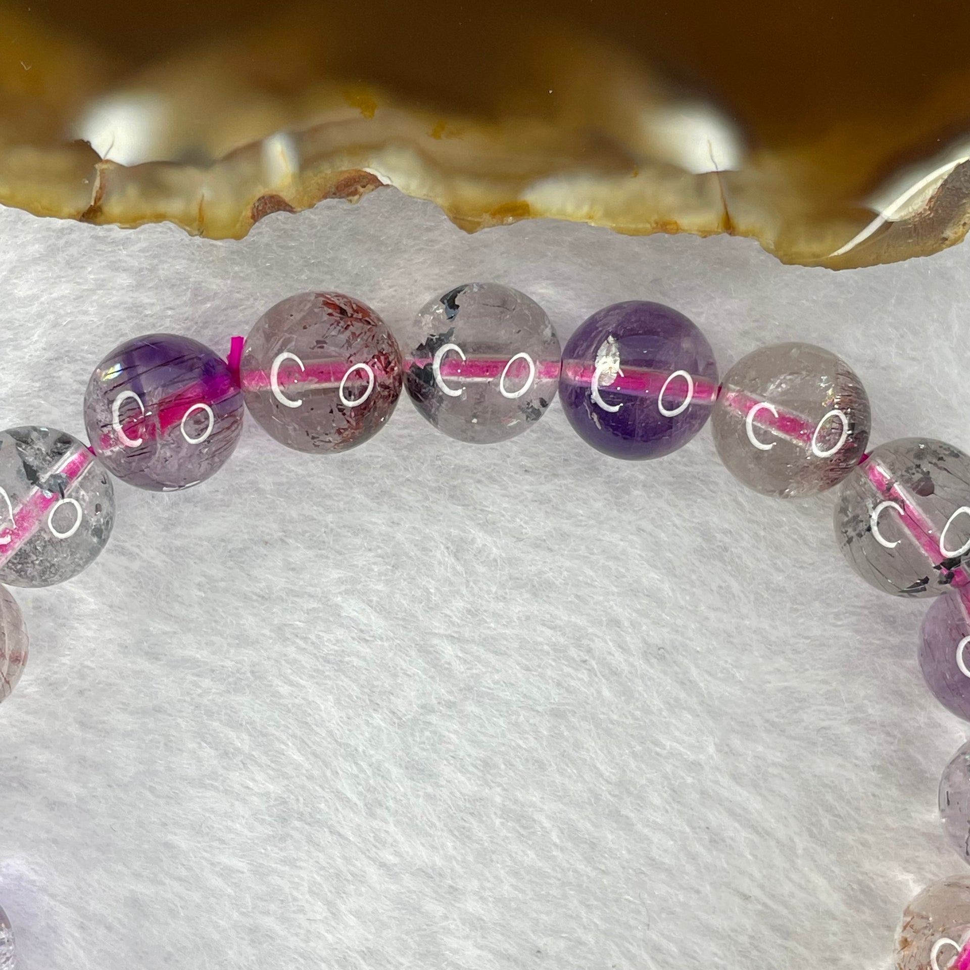 Above Average Grade Natural Super 7 Crystal Beads Bracelet 天然超级七水晶珠手链 24.78g 16cm 9.7 mm 20 Beads - Huangs Jadeite and Jewelry Pte Ltd