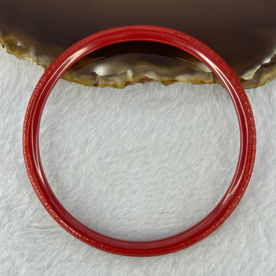 Natural Red Cinnabar Bangle with Inscription 15.30g Internal Diameter 60.7mm 5.3 by 5.5mm