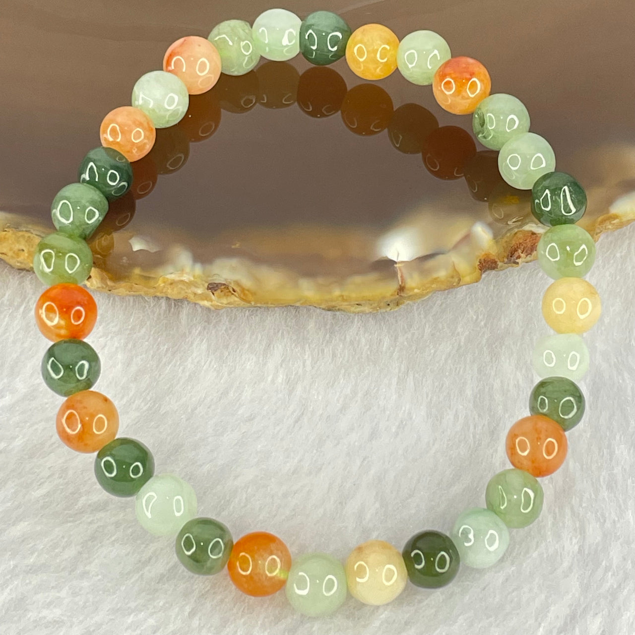 Type A Mixed Color Jadeite Beads Bracelet 9.67g 6.1mm 32 Beads 32 Beads