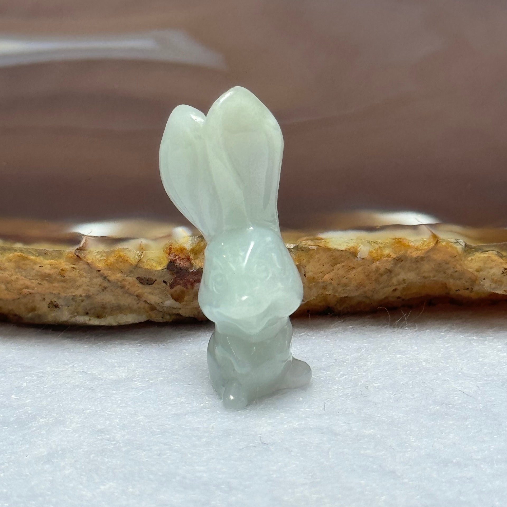 Type A Faint Lavender Jadeite Rabbit Pendant 5.02g 30.7 by 13.2 by 10.3mm - Huangs Jadeite and Jewelry Pte Ltd