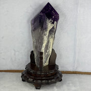 High Grade Natural Uruguay Deep Intense Amethyst Tower with Wooden Stand 1,054.4g 215.0 by 120.0 by 11.5mm - Huangs Jadeite and Jewelry Pte Ltd