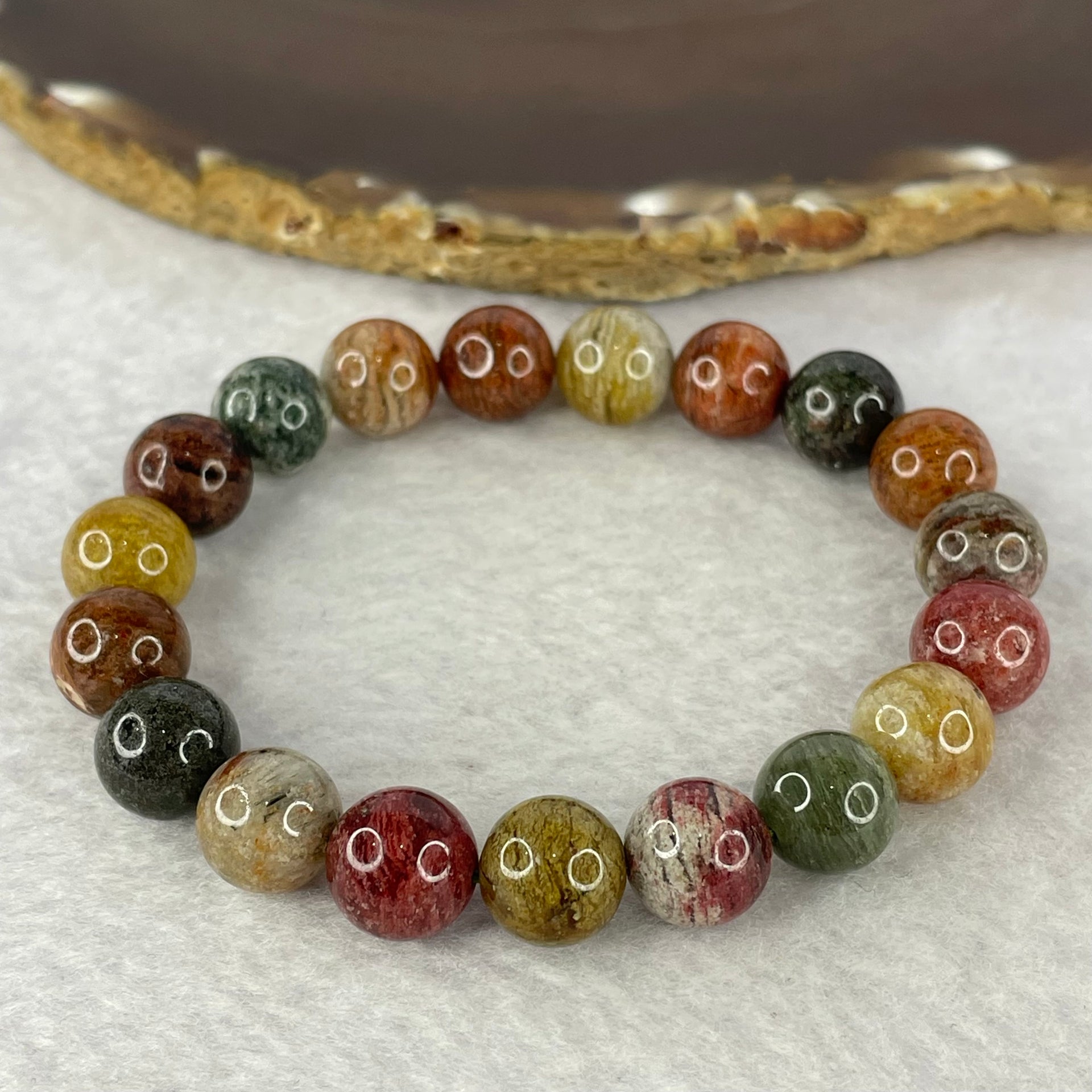 Natural Mixed Colour Phantom Quartz Bracelet 30.05g 17cm 10.6mm 19 Beads - Huangs Jadeite and Jewelry Pte Ltd