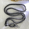 Natural Dark Matt Black Amber Beads Necklace 天然大黑天翁琥珀项链 10.22g 56cm 7.5mm 1 Bead 5.4mm 108 Beads