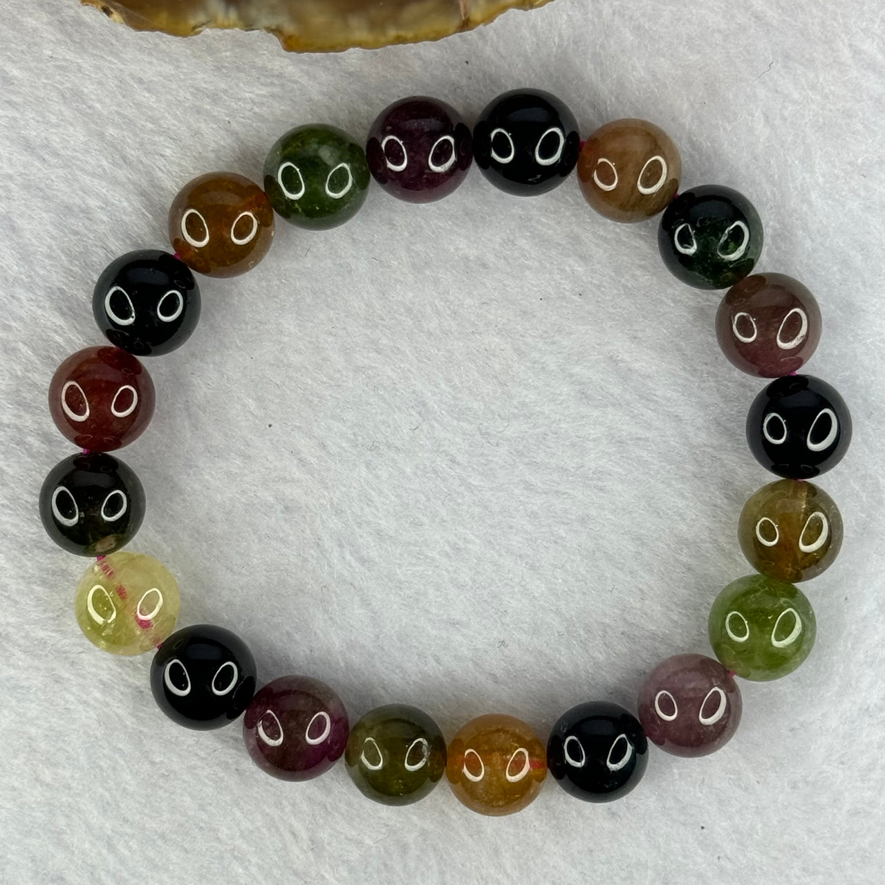 Good Grade Natural Tourmaline Beads Bracelet 好的天然碧玺珠手链 29.33g 16.5cm 9.9mm 20 Beads - Huangs Jadeite and Jewelry Pte Ltd