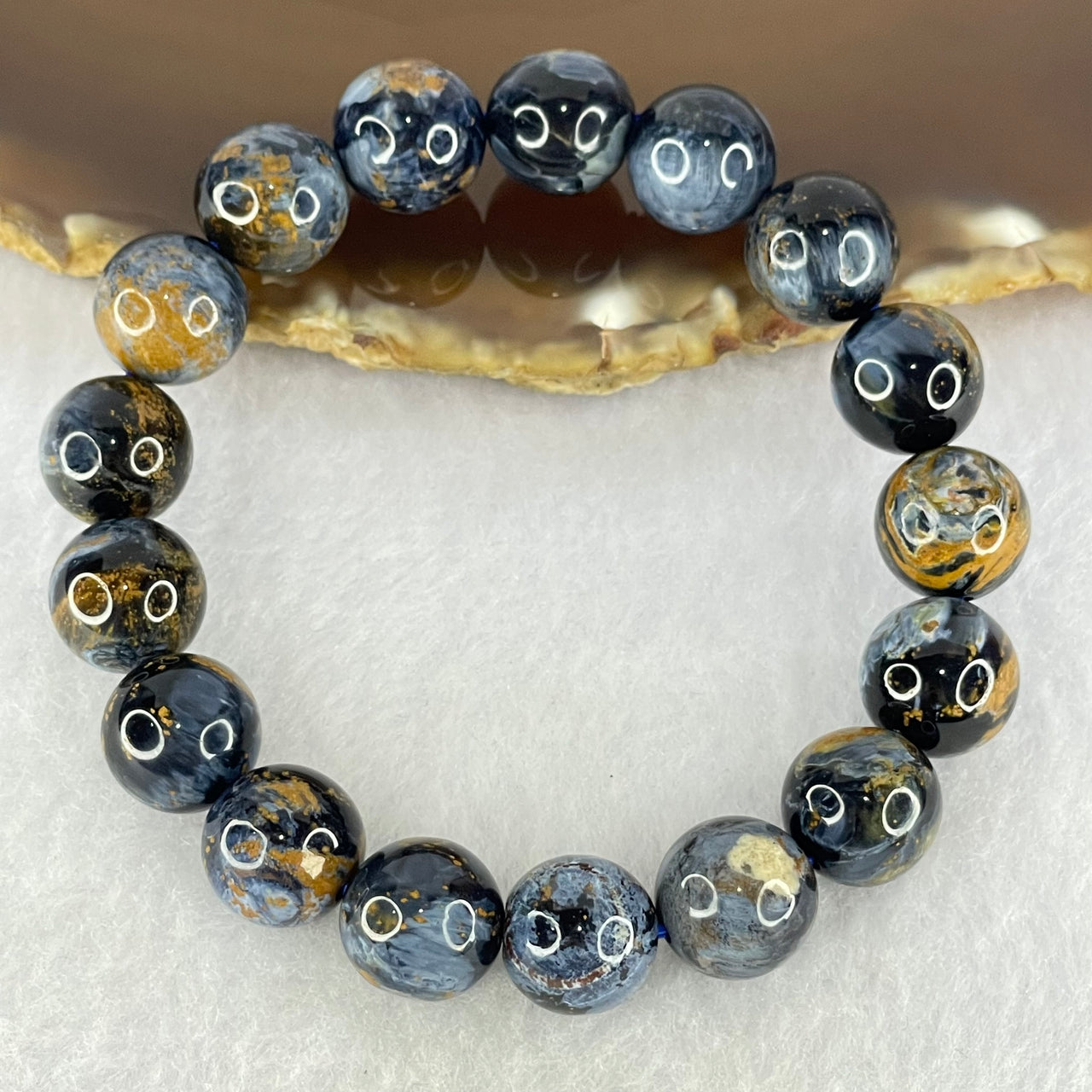 Good Grade Natural Petersite Beads Bracelet 35.88g 17cm 11.9mm 17 Beads