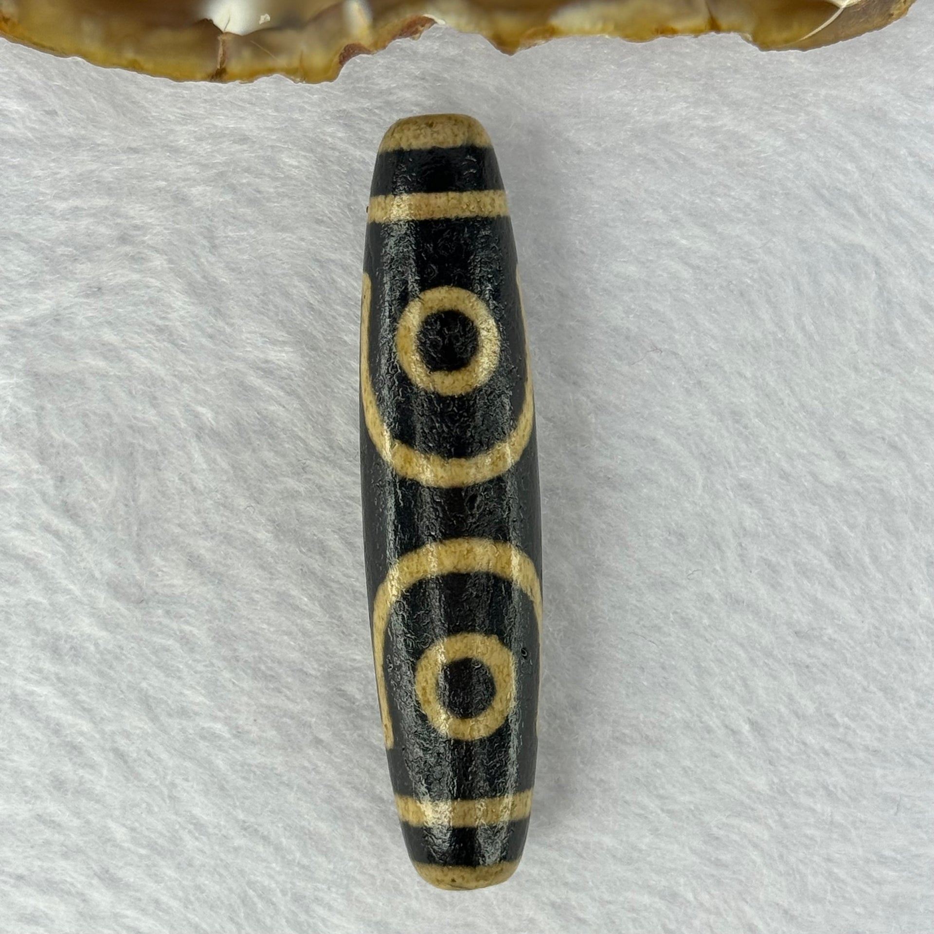 Natural Powerful Tibetan Old Oily Agate 3 Eyes Dzi Bead Heavenly Master (Tian Zhu) 三眼天诛 15.91g 58.3 by 13.4mm - Huangs Jadeite and Jewelry Pte Ltd