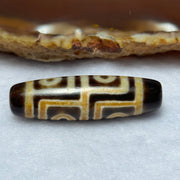 Natural Powerful Tibetan Old Oily Agate 4 Eyes Dzi Bead Heavenly Master (Tian Zhu) 四眼天诛 7.11g 38.1 by 11.1mm - Huangs Jadeite and Jewelry Pte Ltd