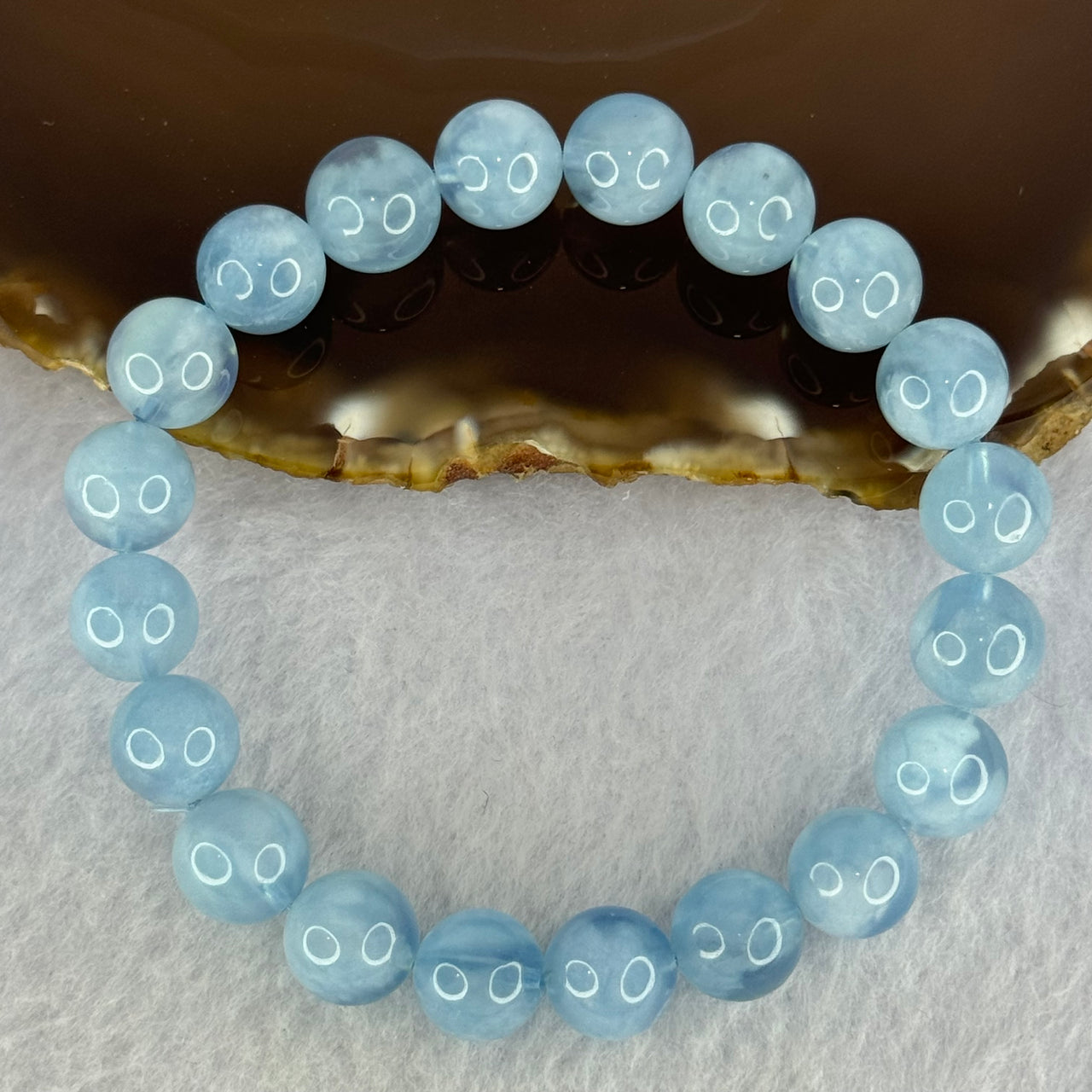 Natural Aquamarine Beads Bracelet 29.98g 17.5cm 10.3mm 20 Beads