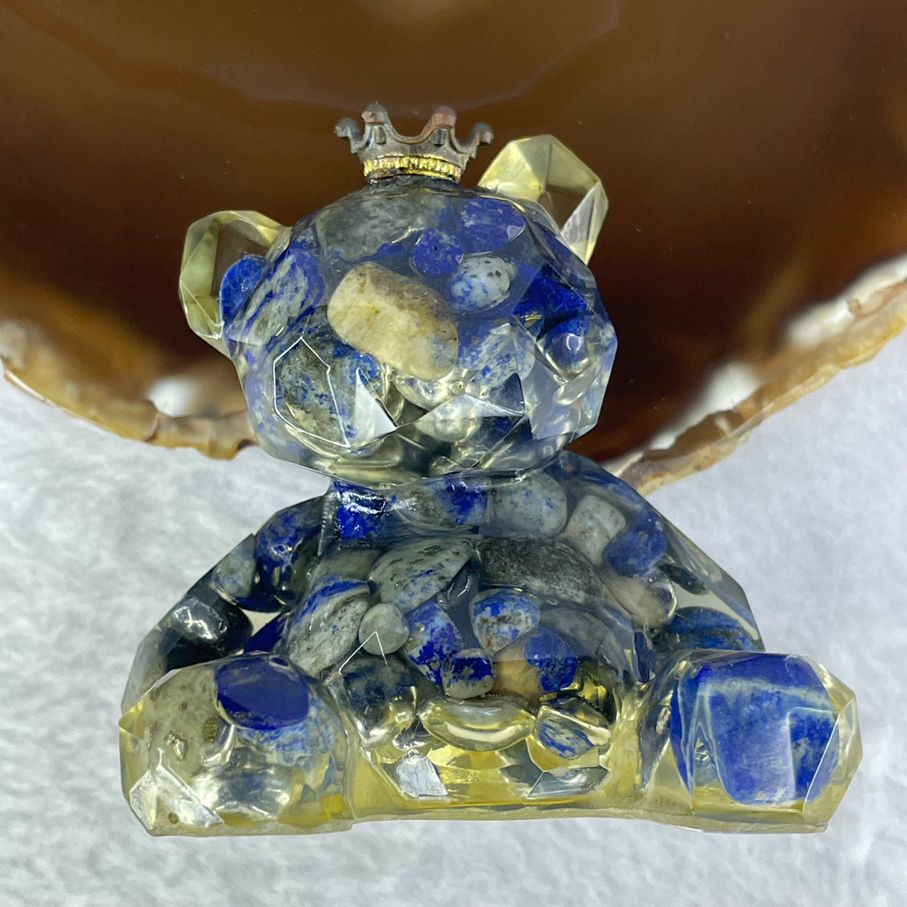 Acrylic with Natural Sodalite Bear Mini Display 126.49g 63.6 by 59.6 by 59.7mm - Huangs Jadeite and Jewelry Pte Ltd