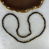 Natural Dark Brown Flower Amber Beads Elastic Necklace 8.02g 50cm 5.4mm 105 Beads