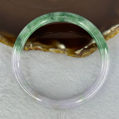 Type A Deep Lavender and Spicy Green Piao Hua with Brownish Red Jadeite Bangle 28.13g Internal Diameter 58.9mm 7.1 by 7.6mm (Very Slight Internal line)