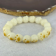 Natural White Color Bodhi Beads in Paw Bracelet 20.05g 16cm 12.2mm 17 Beads - Huangs Jadeite and Jewelry Pte Ltd