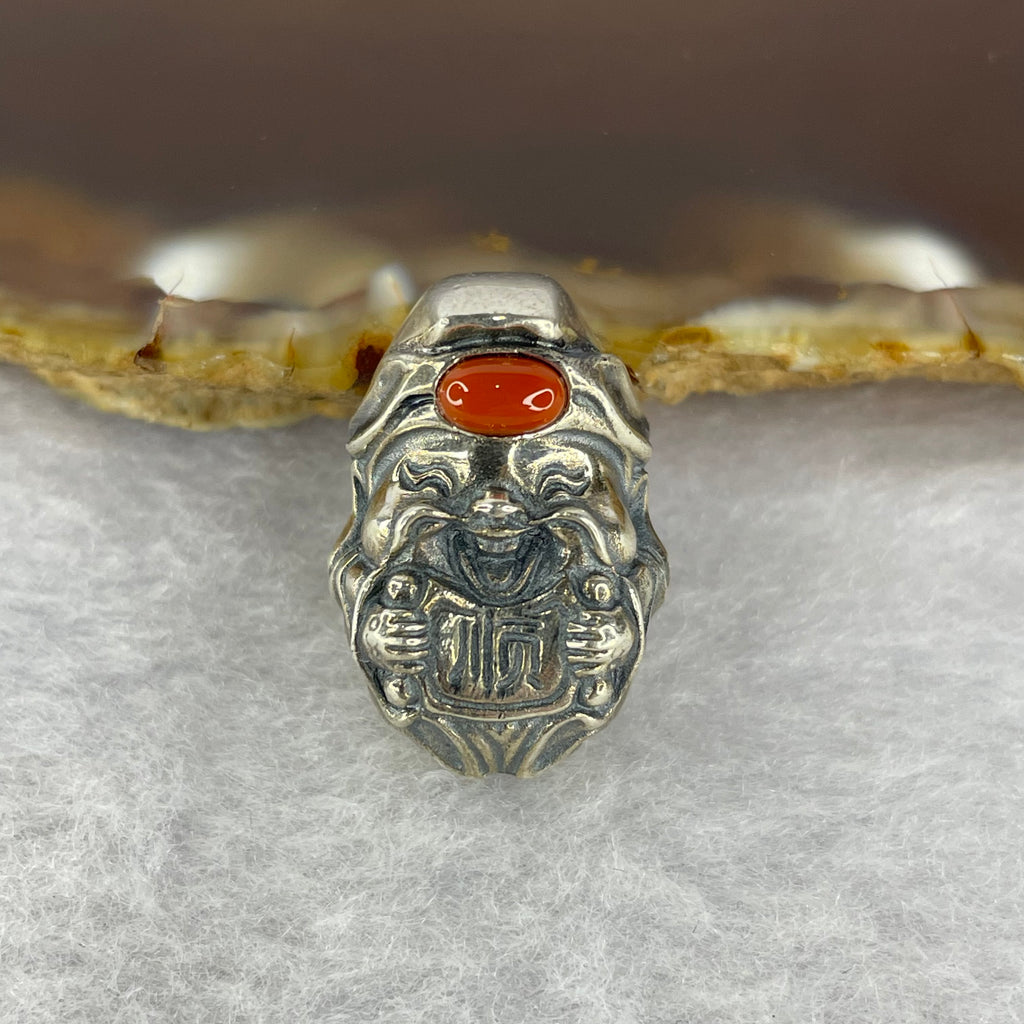 925 Sliver Cai Shen Ye God of Fortune / Wealth With Nan Hong/Red Agate ...