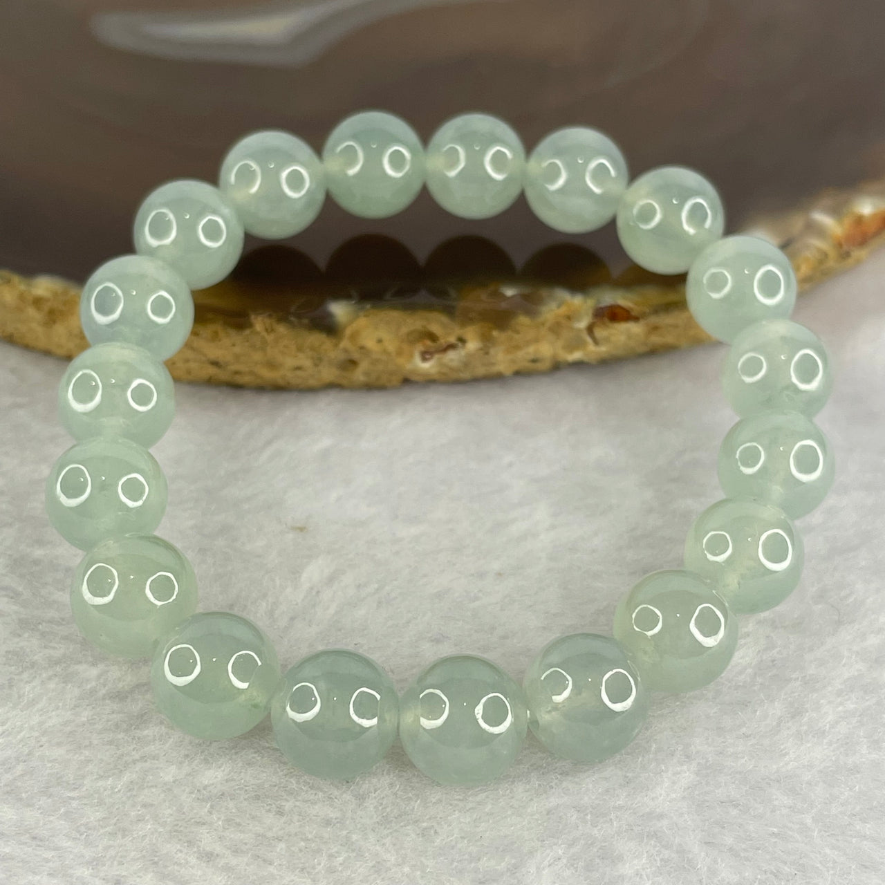 Rare Natural Type A Sky Blue Icy Jelly Jadeite Beads Bracelet 32.75g 19 Beads 10.1mm - Huangs Jadeite and Jewelry Pte Ltd