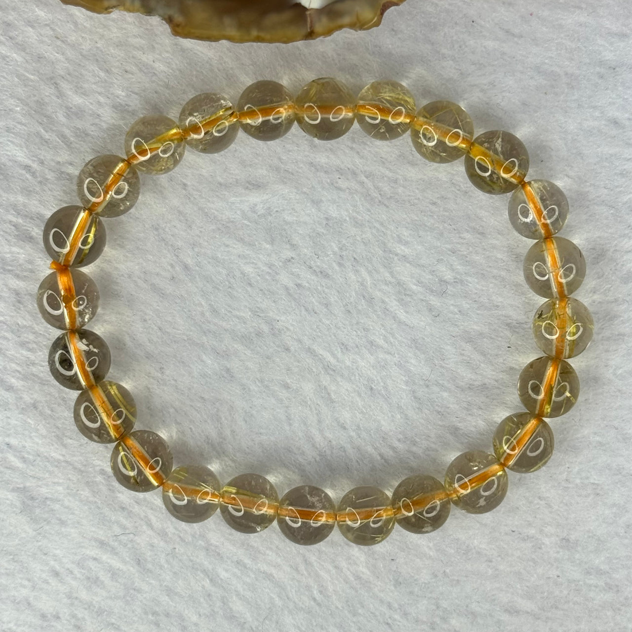 Natural Golden Rutilated Quartz Beads 天然金发水晶手链 14.74g 15cm 7.9mm 24 Beads - Huangs Jadeite and Jewelry Pte Ltd