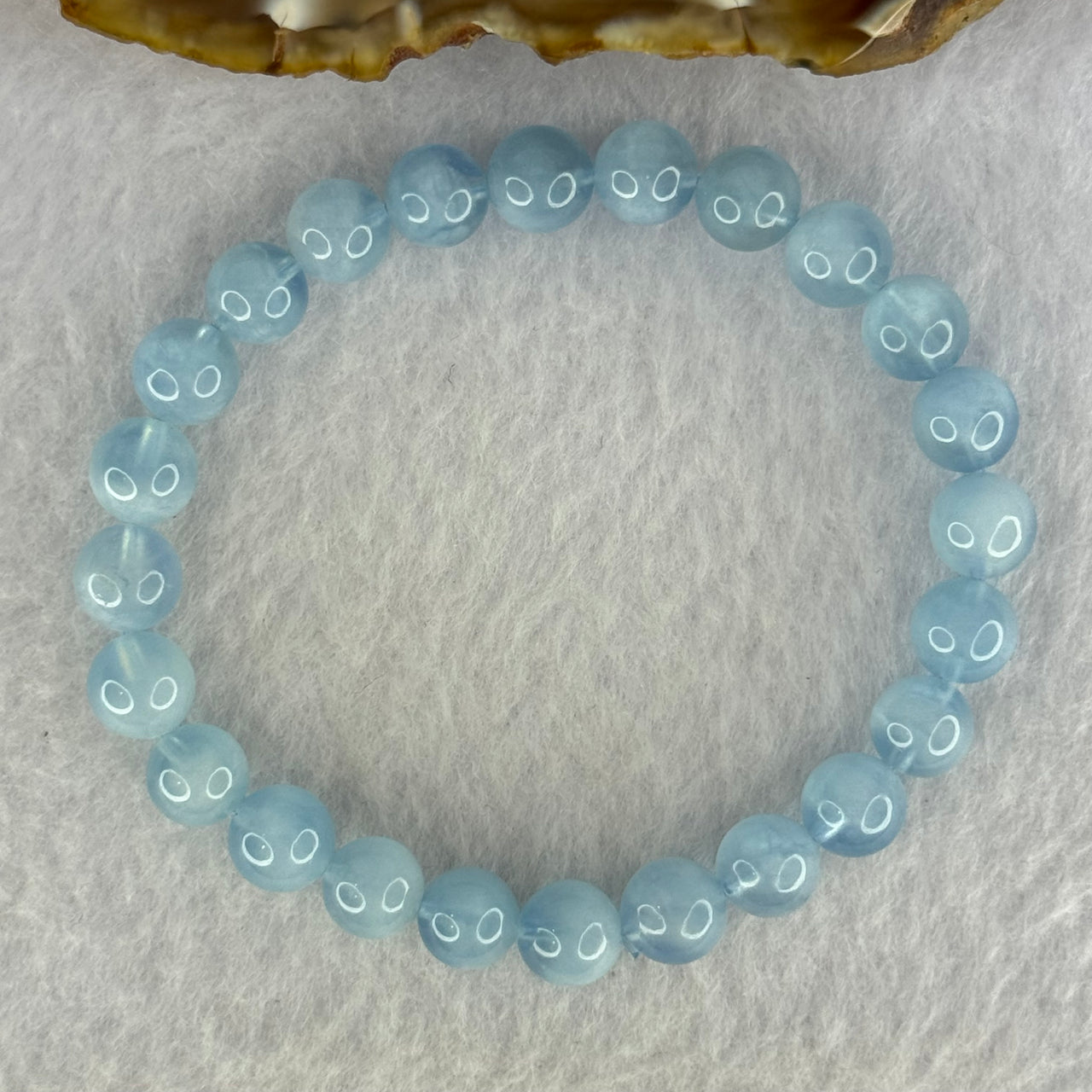 Natural Aquamarine Beads Bracelet 18.54g 16.5cm 8.4mm 24 Beads