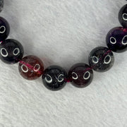 Super Rare Triple Excellence Grade Natural Transparent Dark Blackcurrant Super 7 Beads Bracelet 超级罕见三重卓越级透明深天然黑加仑超级七珠手链 43.49g 18cm 12.5mm 17 Beads - Huangs Jadeite and Jewelry Pte Ltd