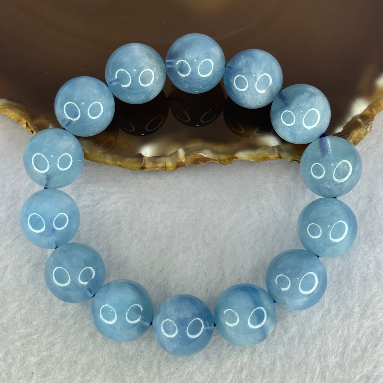 Natural Aquamarine Beads Bracelet 75.20g 19cm 15.8mm 14 Beads