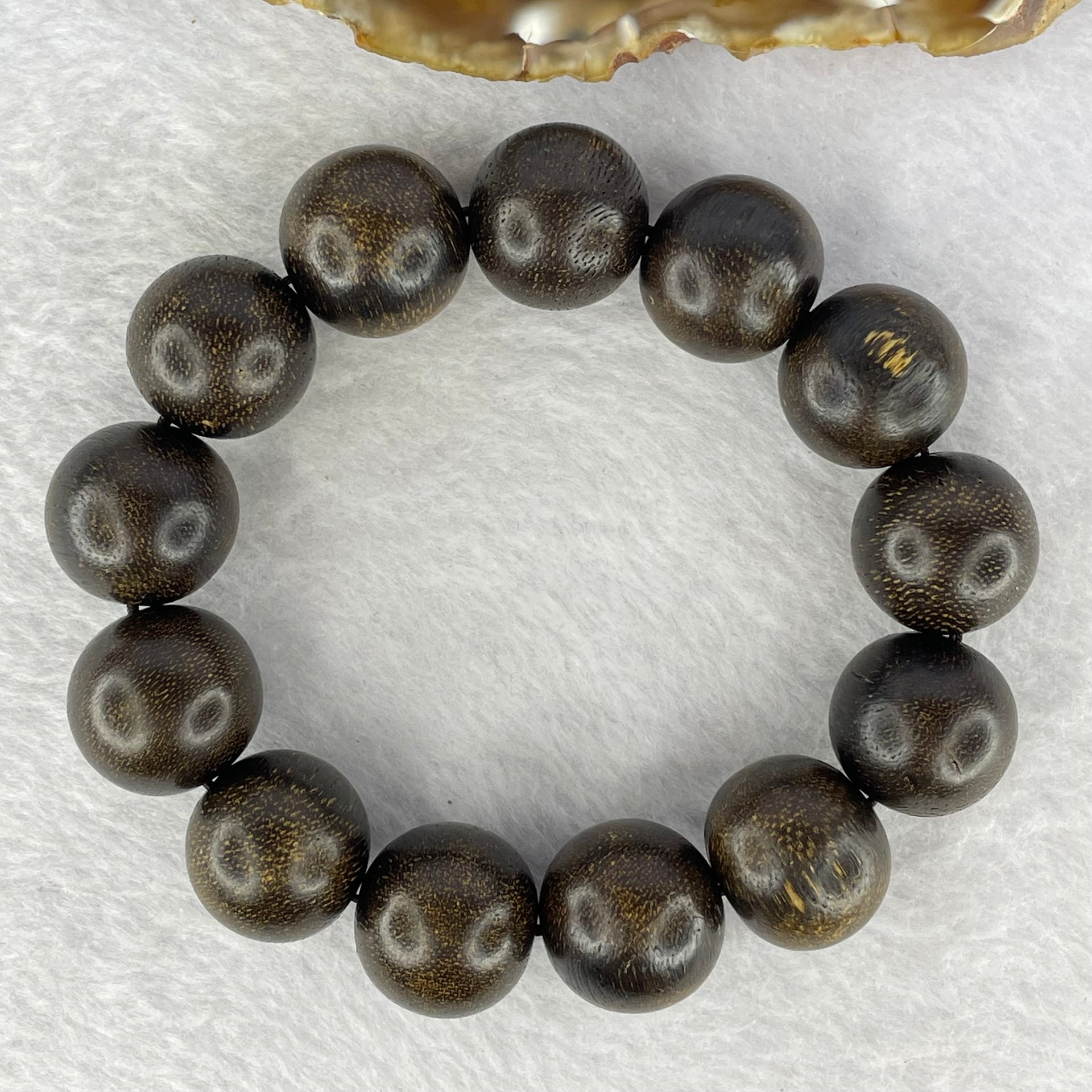 Natural Old Wild Malaysia Agarwood Bracelet (Sinking Type) 天然老野生马来西亚沉香手链 44.76g 20cm 18.5mm 13 Beads - Huangs Jadeite and Jewelry Pte Ltd