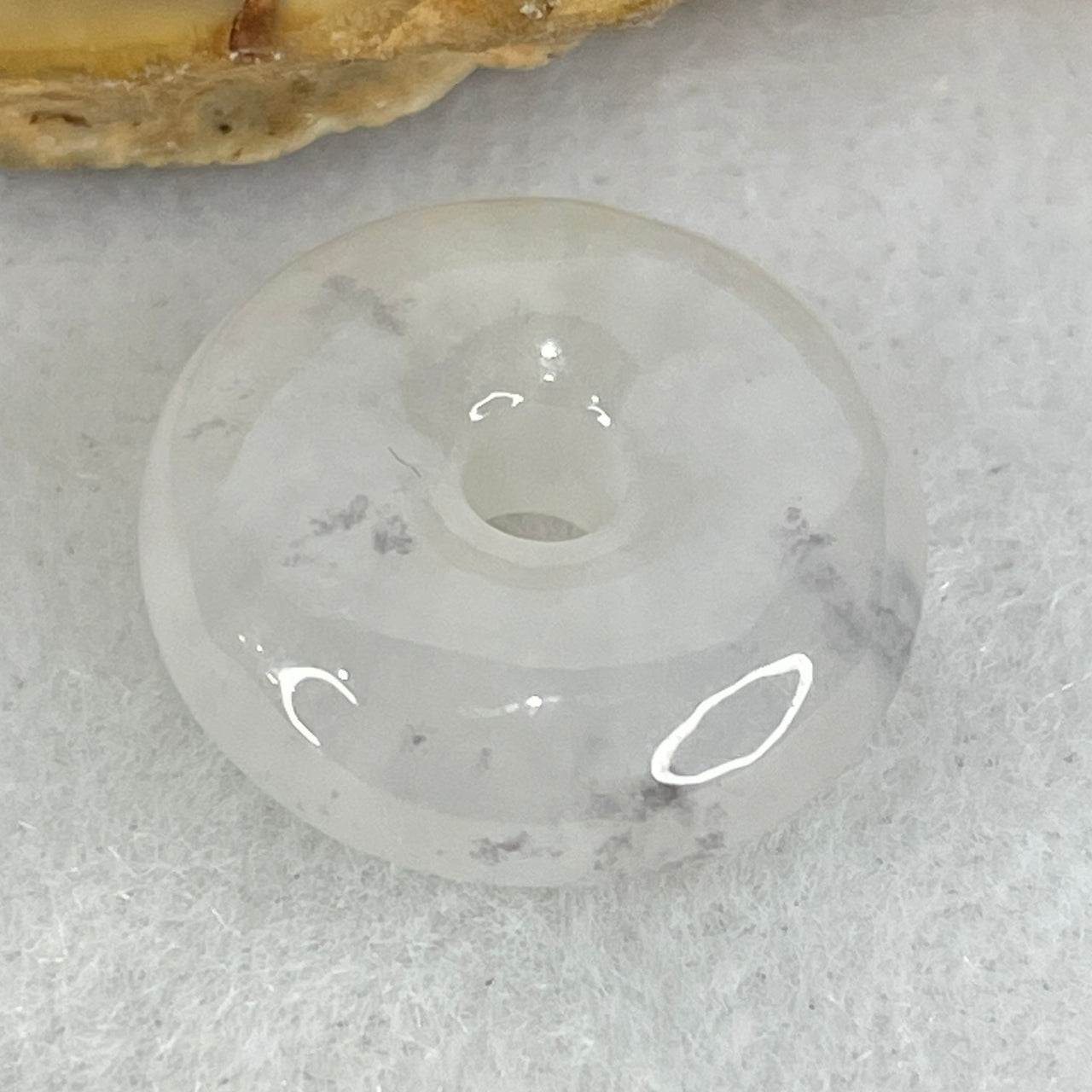 Type A Semi Icy Faint Lavender Green With Wuji Grey Jadeite Ping An Kou Charm/Pendant 3.19g 16.1 by 6.2mm