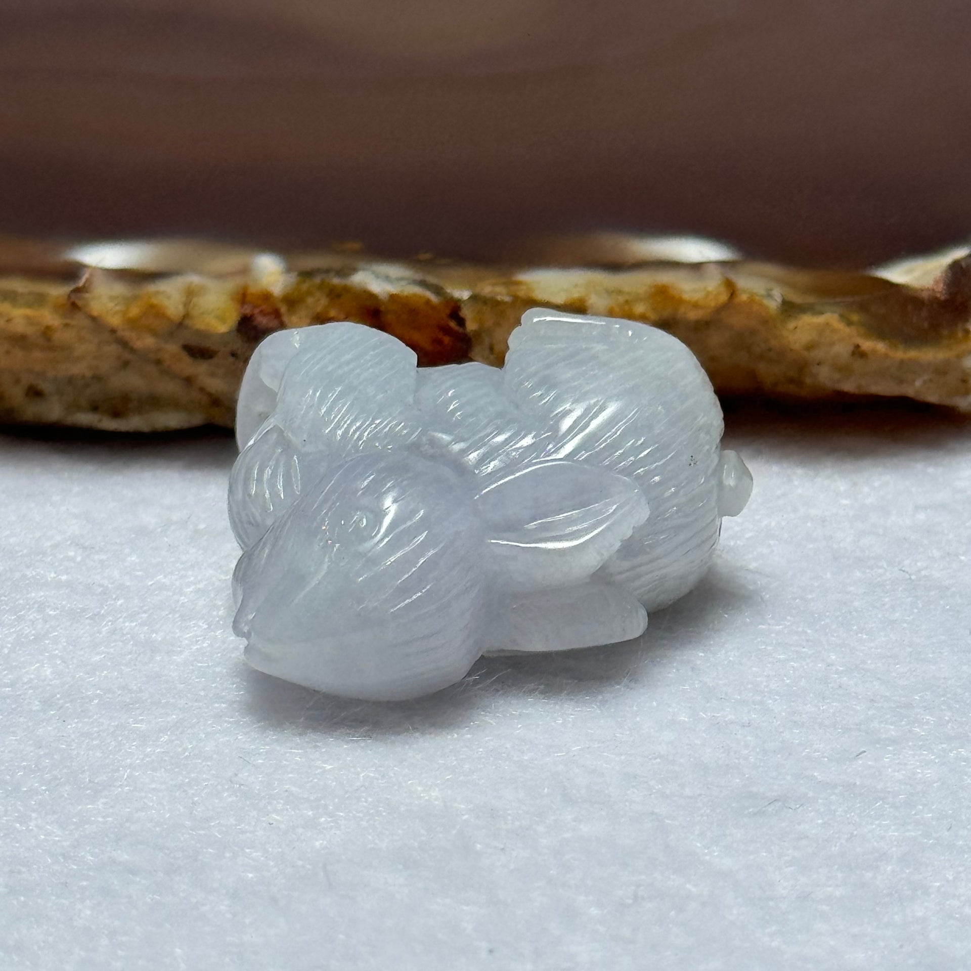 Type A Lavender Jadeite Rabbit Charm 16.50g 27.5 by 13.8 by 25.9mm - Huangs Jadeite and Jewelry Pte Ltd