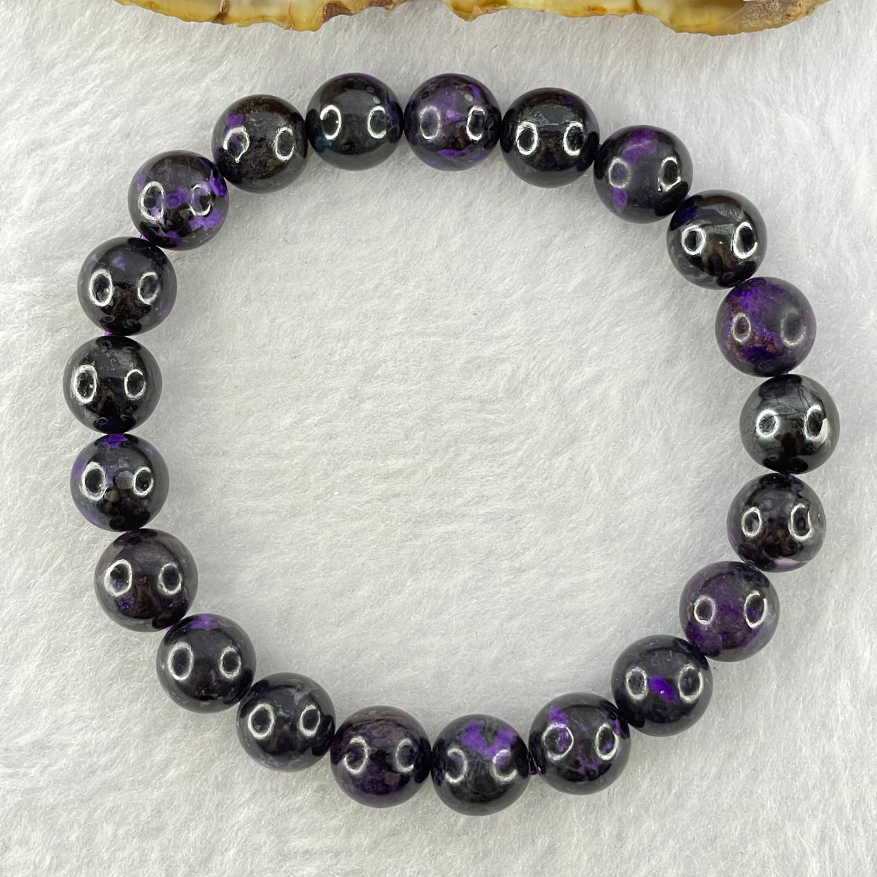 Very Good Grade Natural Sugilite Bracelet 天然苏纪石手链 23.38g 15.5cm 8.9mm 21 Beads