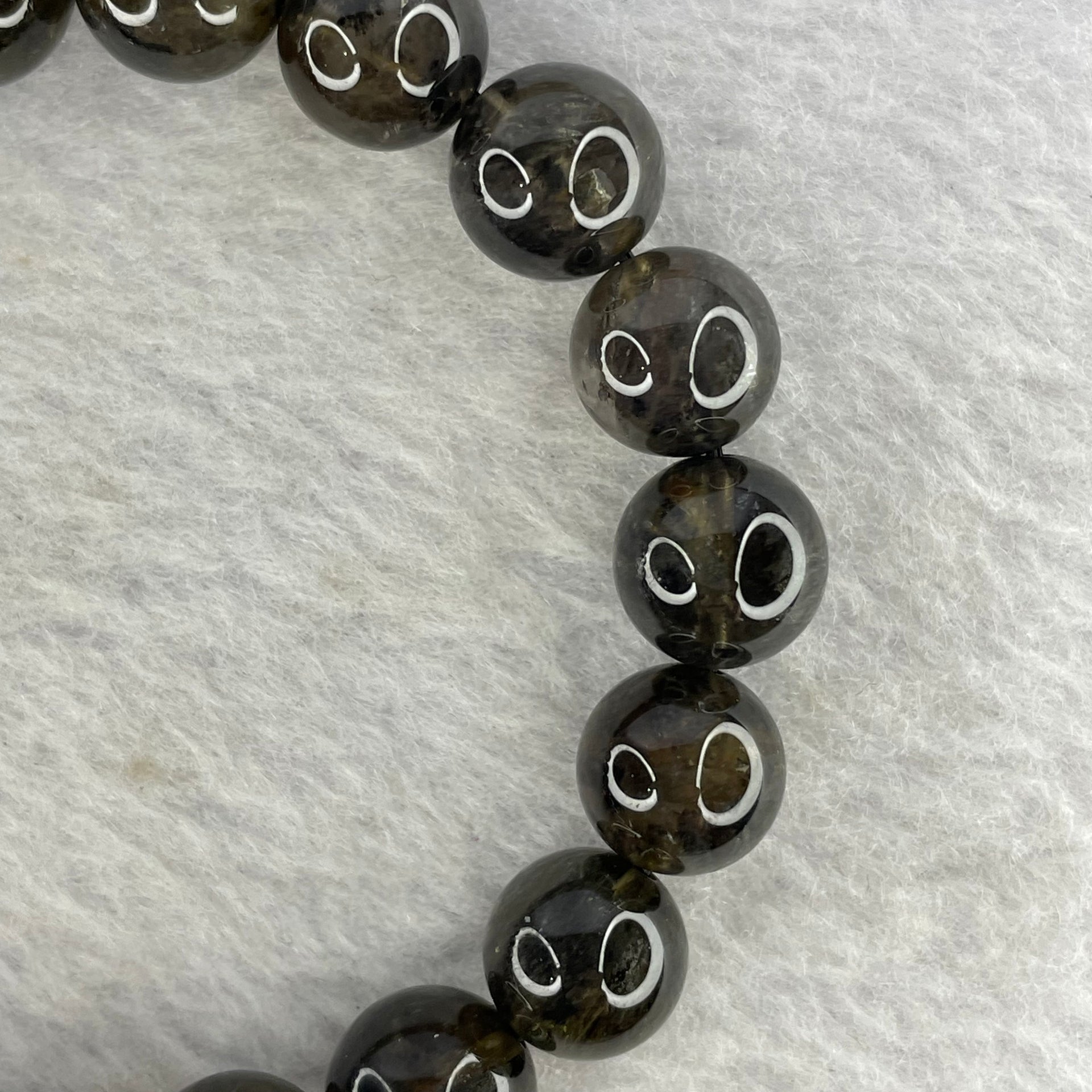 Natural Black Auralite Crystal Bracelet 黑极光手链 32.59g 11.0mm 19 Beads - Huangs Jadeite and Jewelry Pte Ltd